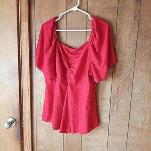 Plus Size Women’s Red Short Sleeve Pullover Top Size 4X Flowy Casual Blouse
